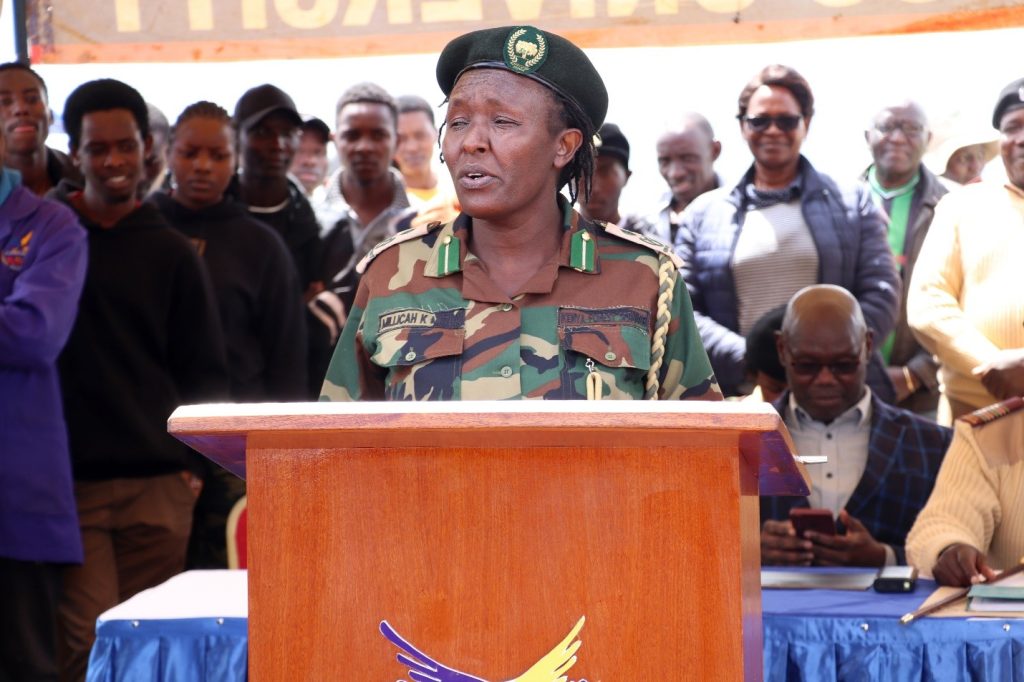 Ms. Milkah Mutua, the Ecosystem Conservator, delivering brief remarks